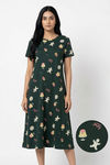 Zivame Farm Lore Knit Cotton Mid Length Nightdress - Pine Grove — thumbnail 1